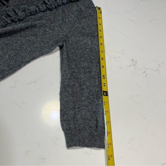 Anthropologie Tabitha Gray Knit Ruffle Cashmere Blend Cardigan Sweater - Picture 10 of 10